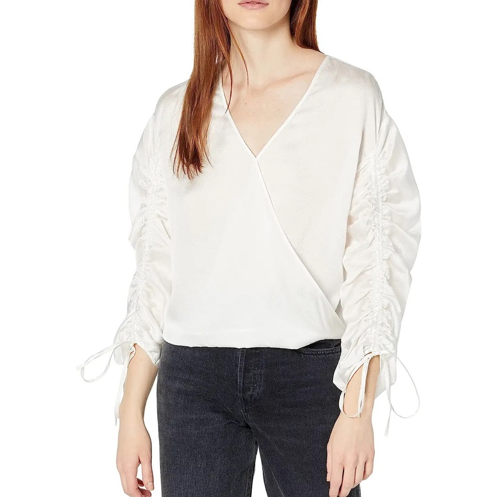Allsaints Preslie Silk Top Blouse in Chalk White Size 10 Large